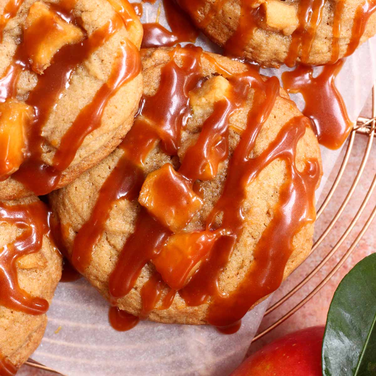 Soft Caramel Apple Cookies: With Chocolate, Apple & Spice